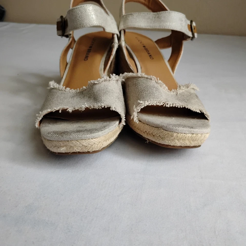 Sandalias Lucky Brand 9.5 Mindra Alpargata Cuña Playa Boho Resort Foto 4 de 4