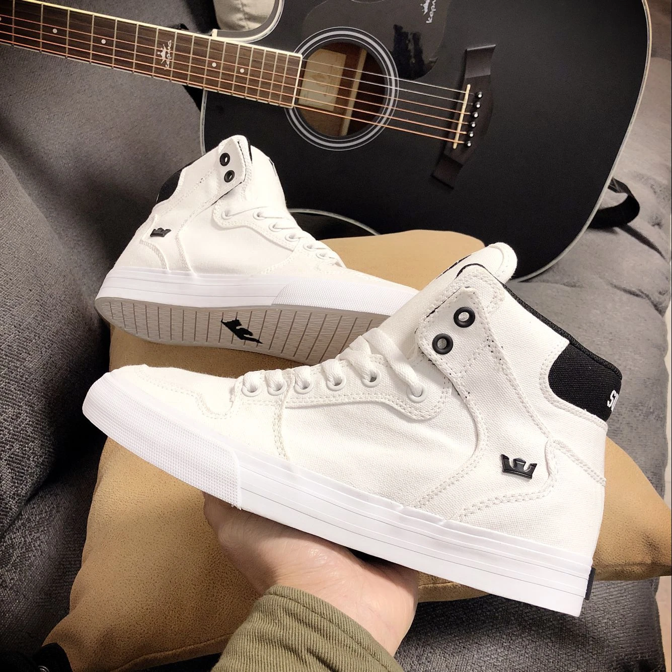 Supra Vaider White Canvas Mid High Top Shoes for Men Togo Ubuy