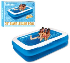 LARGE RECTANGULAR INFLATABLE SWIMMING POOL FAMILY PADDLING KIDS FUN 79"- 459L