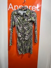 Boohoo Snake Print Button Up Mini Dress, NEW, Size 8,