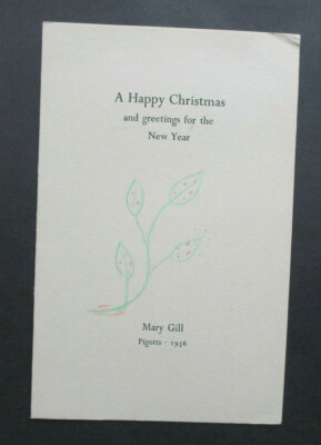 Weihnachtskarte & Brief von Mary Gill, 1956, mit Eric Gill Bild eingekippt