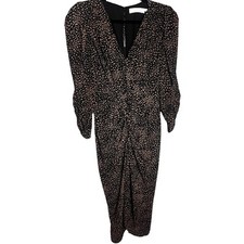 Astr The Label Womens Dress Small Long Sleeve Ruched Front Animal Print Midi