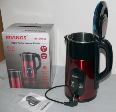 Irvings IKTE01SS XXL Tee Wasserkocher Kabellos 2Lit 360° 2000W Cool Touch Red BK