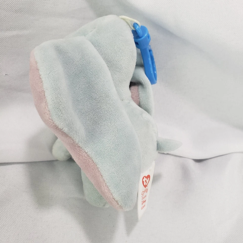 TY Disney Dumbo Mini Plush Clip Blue Plastic Sparkle Elephant 5 Inch 2022 - Image 3 of 4