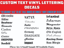 Custom Decals Vinyl Lettering - Any Text - 1000's Of Fonts- Many Colors  Sizes
