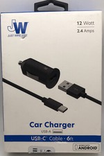 Just Wireless 2.4A/12W 1-Port USB-A Car Charger with 6ft TPU USB-C to USB-A
