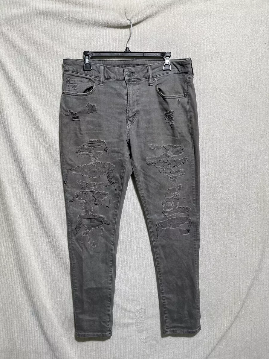American Eagle Mens Athletic Skinny Jeans Denim Gray Airflex Stretch Size 32x32