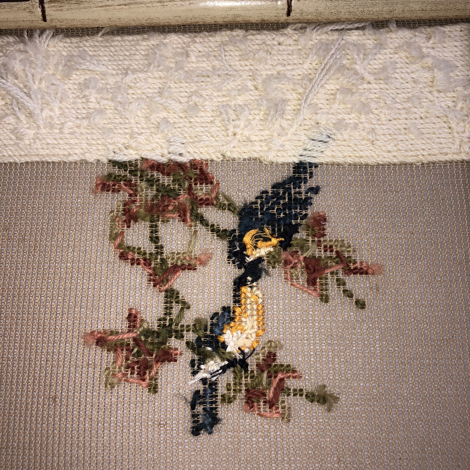 Vintage Bucilla Preworked Wool Tapestry Needlepoint Canvas Birds 1/3