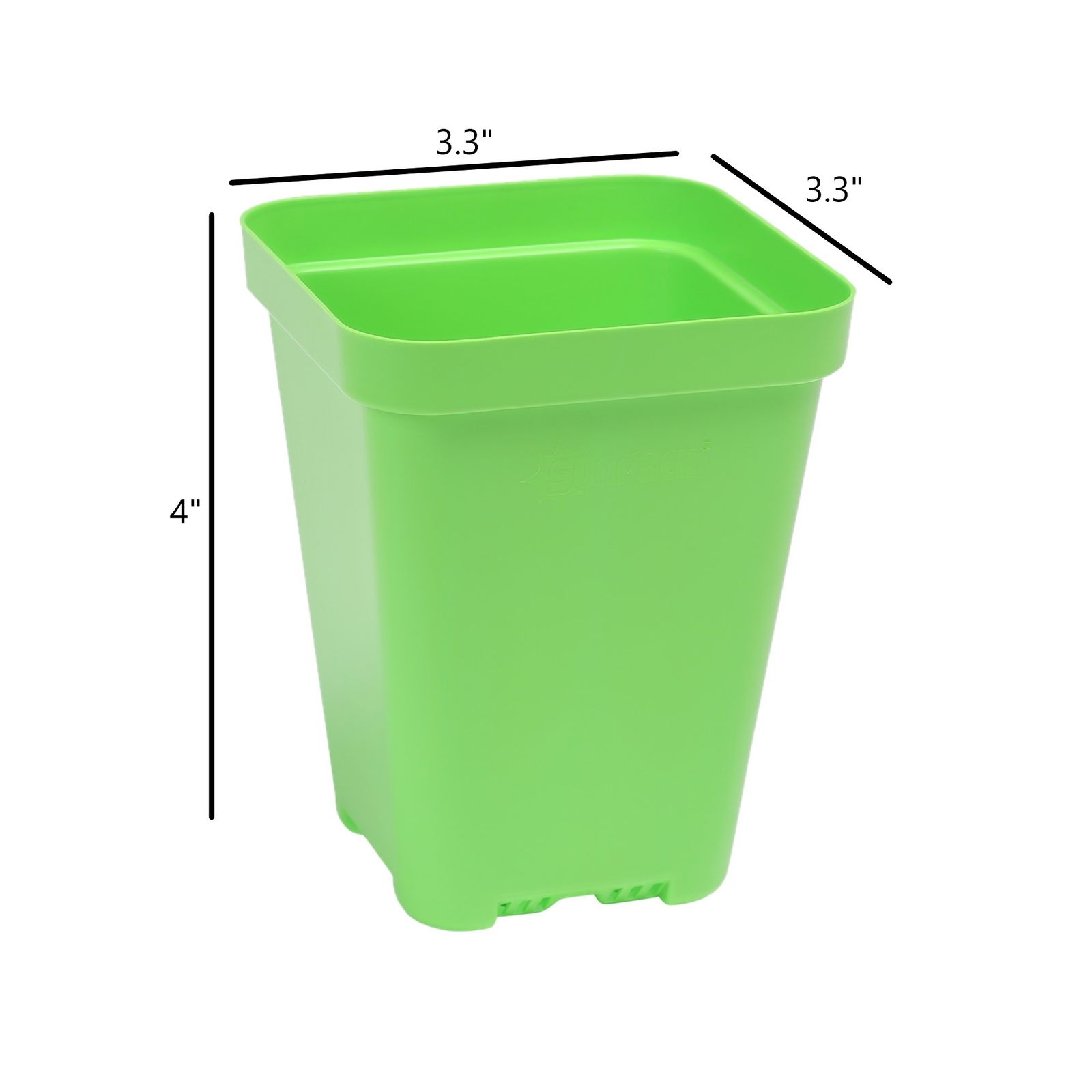 SUNPACK 3.3" x 3.3" Seed Starting Square Insert Pot, Green, 4" (Pack of 18)