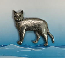Burmese Cat Silver Pewter Pin Badge (P)