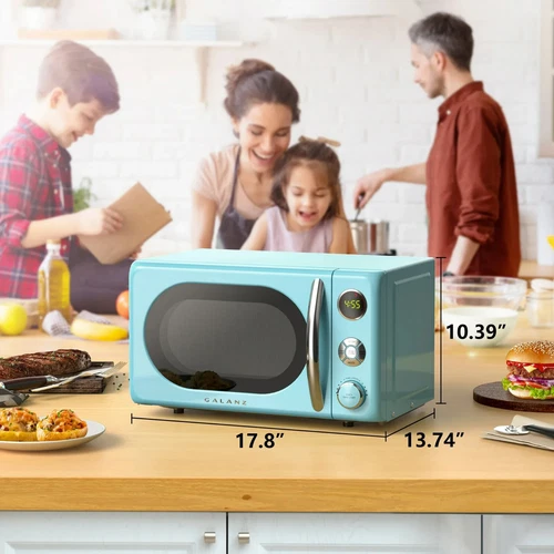 New Galanz 0.7 Cu ft Retro Countertop Microwave Oven Blue, 700 W - Picture 7 of 11