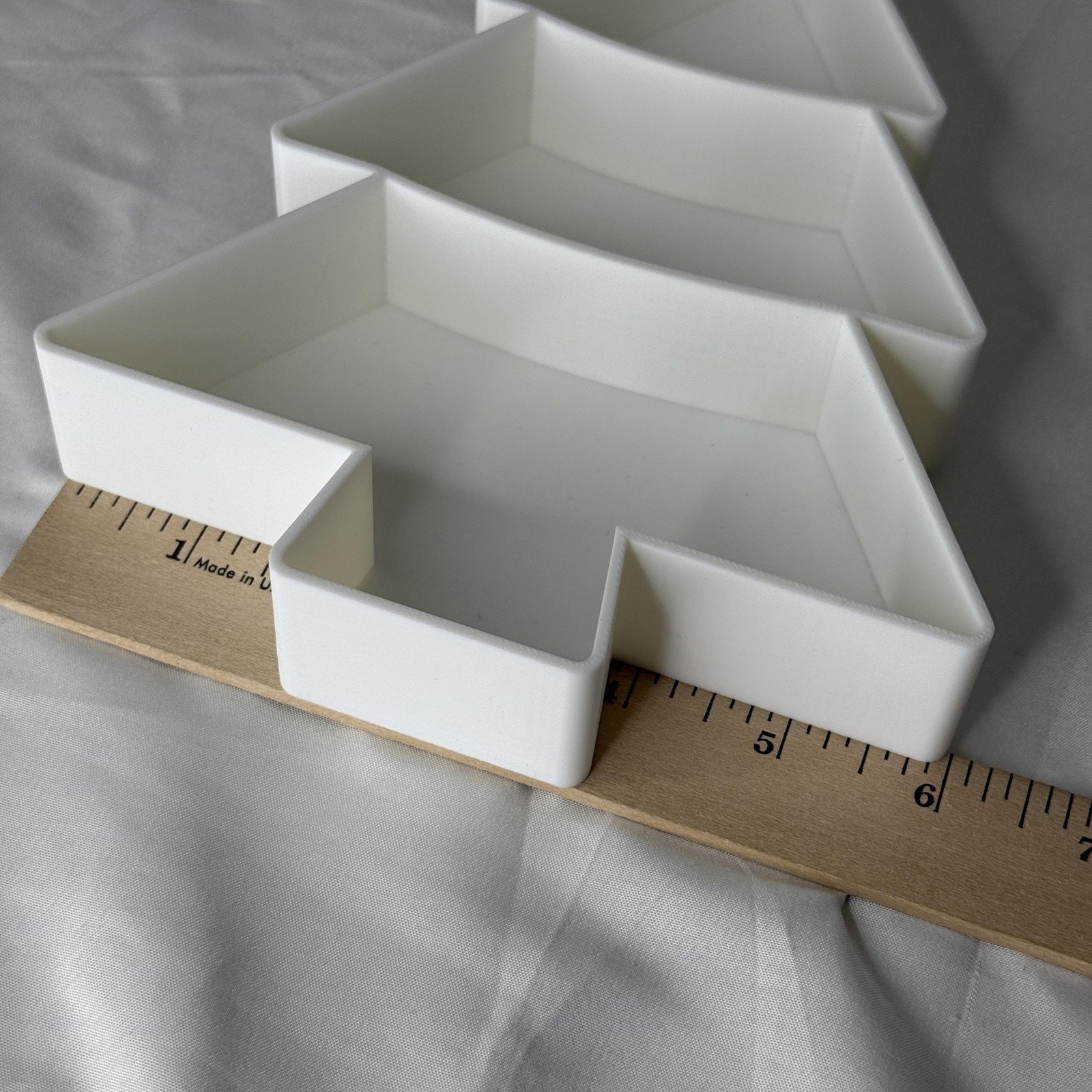 White Christmas Tree Shaped Sectioned Serving Tray Dish 8" Holiday Decor Shelf