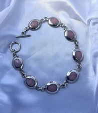 Sterling Silver 925 Pink Gemstone Link Toggle...