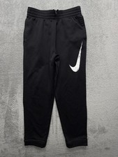 Nike Therma-FIT Pants Boys Large Black Big Swoosh Fleece Sweatpants CJ6882-010