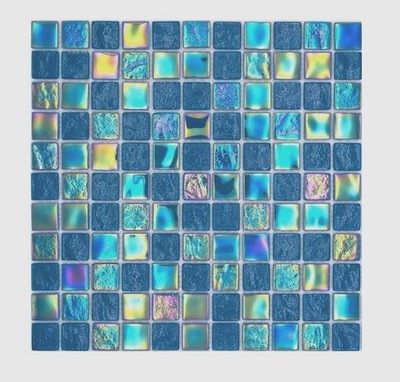 Glasmosaik Mosaikfliesen Regenbogenfarben Irisierend Blau 65-S63_f | 10 Matten