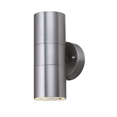 Außenleuchte GU10 Stahl IP44 B:6 cm in Silber Up Down Outdoor Wandlampe Terrasse