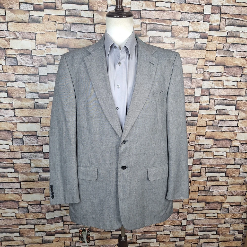 Statements 2 Piece Suit Mens 44L 34X32 Gray Hopsack Single Vented - Image 3 of 4