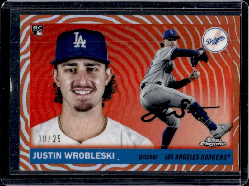 2025 Topps Chrome Platinum Justin Wrobleski RC Orange Vibrations Refractor #/25