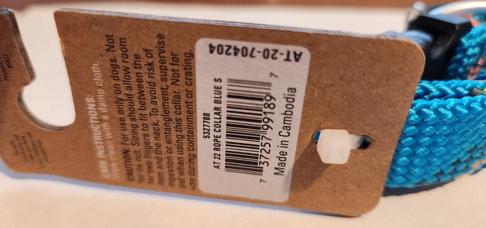 Collar para perro Arcadia Trail Rope Paracord PEQUEÑO-se adapta al cuello de 9,5 a 14 pulgadas-azul Foto 4 de 4