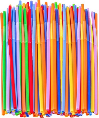 Colorful Plastic Disposable Bendable Drinking 12.8inch Long Sts for