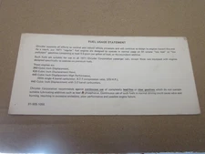 Mopar Chrysler Vintage Literature Fuel Usage Statement  1971 engines