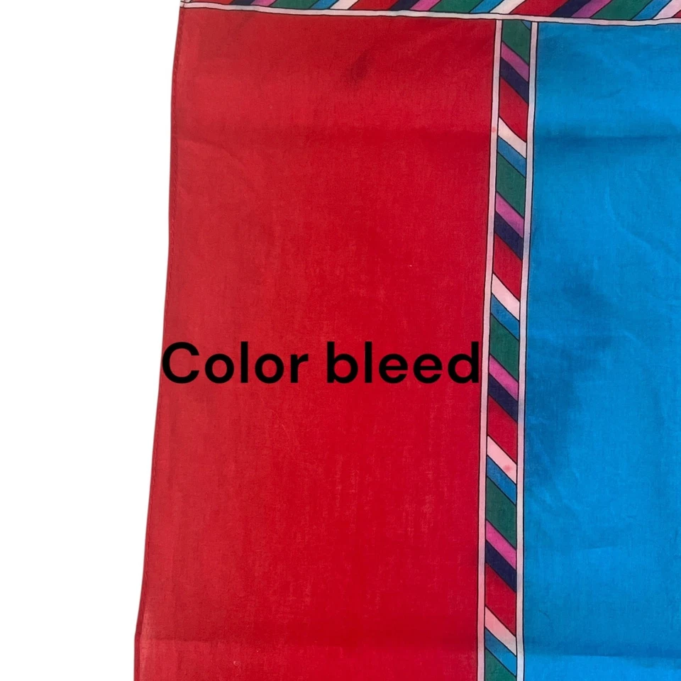 Bufanda vintage Yves Saint Laurent YSL colorblock rosa azul rojo verde 27" COMO ESTÁ Foto 3 de 4