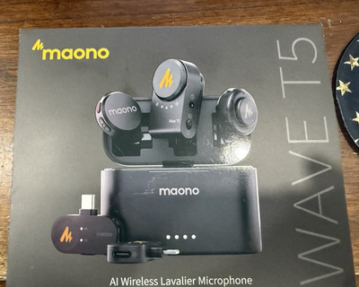 Maono Wave T5 AI Wireless Lavalier Microphone USB-C 3.5mm New Open Box