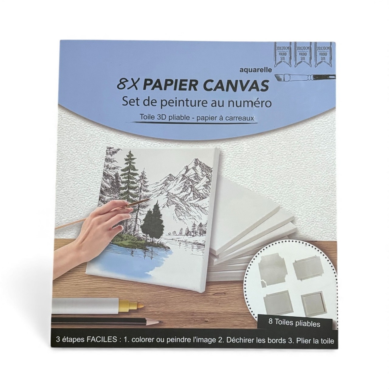 Toiles Canvas Pliables Aquarelle 20x20 Motif Animal : Finie la Toile qui Gondole