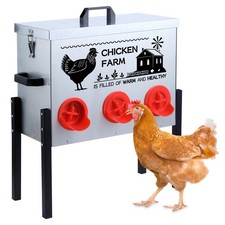 Automatic Chicken Feeder Box 30 lbs, 6 Feeding Ports, No Waste Poultry Feeder...
