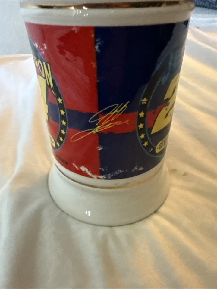 Taza de café NASCAR Jeff Gordon #24 taza coleccionable firmada genuina carreras vintage Foto 4 de 4