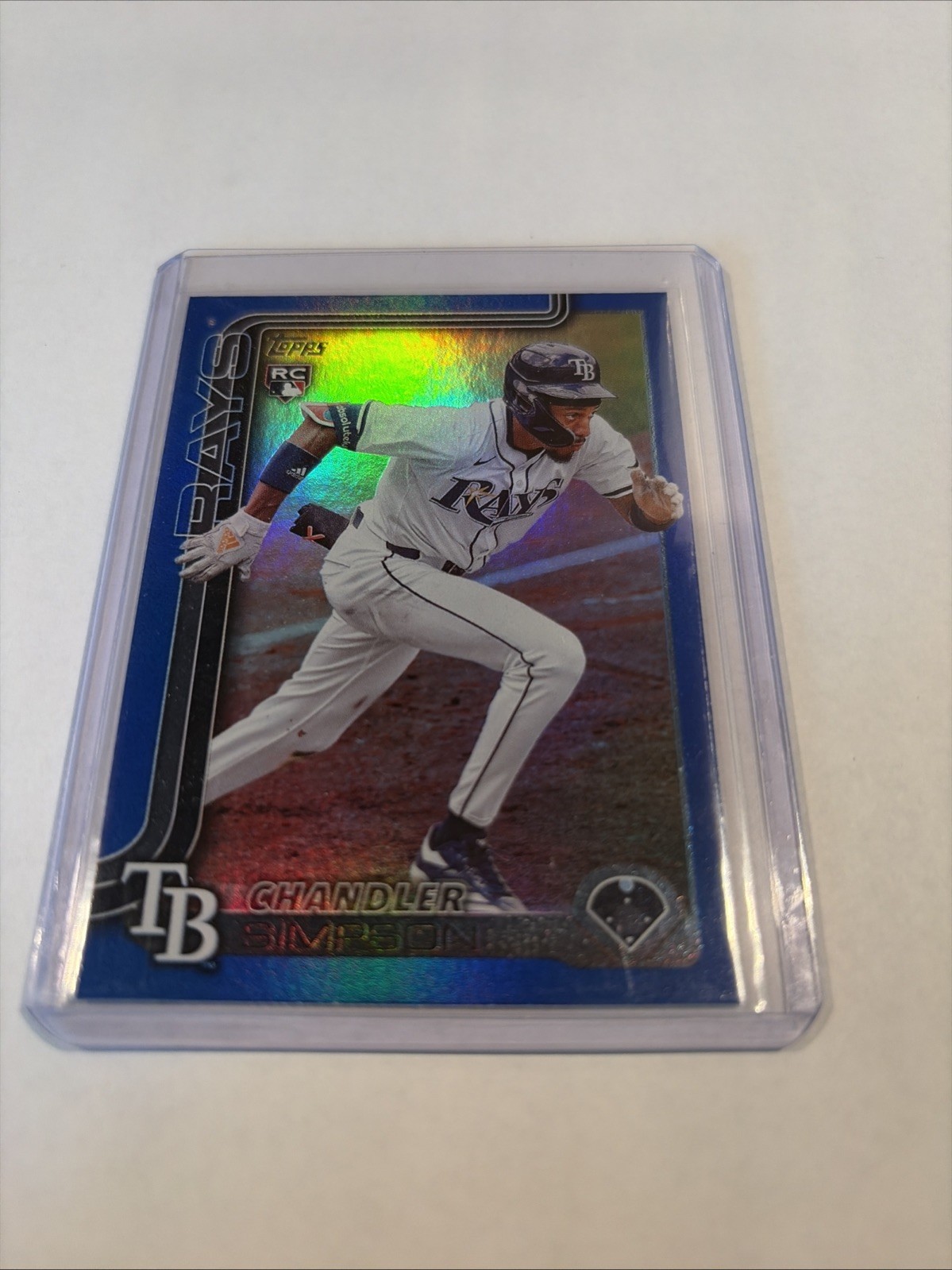 2025 Topps Update Series Chandler Simpson #US277 Blue Rainbow Foil 001/150 (RC)
