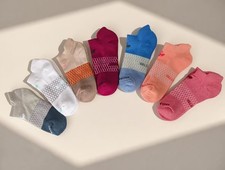 7 Pair Bombas Women's Tri-Block Marl Ankle Sock Size M
