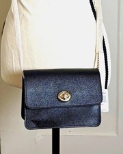 Coach Bowery Crossbody Black Crossgrain Leather Gold Chain Bag Style 31387 NWT