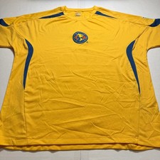 Vintage Club America RX Soccer Jersey Yellow Navy Blue Mens XL Liga MX