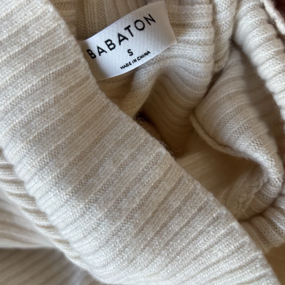 Suéter Babaton Aritzia Beige Mujer Pequeño Mezcla de Lana Acanalado Silencioso Cápsula de Lujo Foto 3 de 4