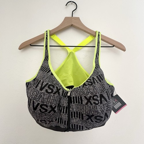 Victoria's Secret Knock Out Sport BH 40DD Cross Back Neon Gym Reißverschluss Frontverschluss