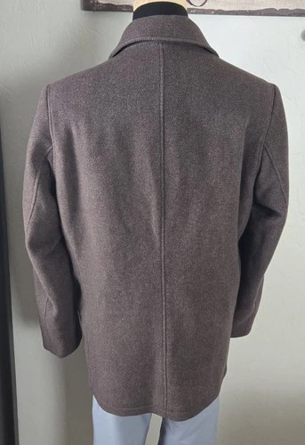 Kenneth Cole Reaction Brown Peacoat Wool Blend Men's L Walking Jacket Car Coat image 6