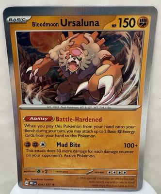 are miscut pokemon cards valuable Bloodmoon Ursaluna 54/131 Holo Rare Miscut -Prismatic Evolutions - NM Error  Card