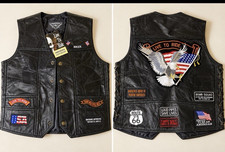 NWT Diamond Plate Buffalo Blk Leather Motorcycle Vest Men 2X EAGLE Live to Ride