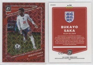 2021-22 Panini Donruss Road to Qatar Optic Red Velocity Prizm Bukayo Saka #54
