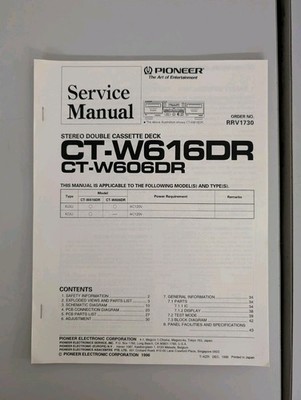 Pioneer CT-W616DR/W606DR Stereo Double Cassette Deck Service Manual D-5964