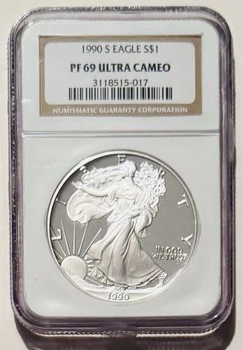 1990 S 1 OZ SILVER PROOF NGC PF 69 ULTRA CAMEO U.S. MINT AMERICAN EAGLE