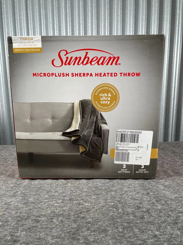 Manta térmica reversible Sunbeam microfelpa Sherpa tiro 50x60 celosía pizarra Foto 4 de 4