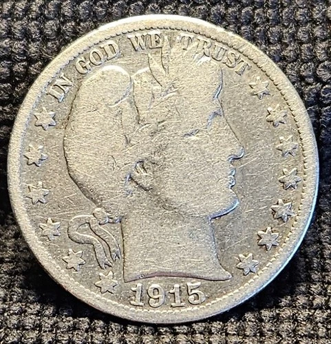 1915 S Barber Silver Half Dollar - VG Condition