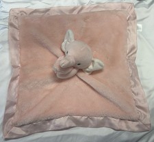 Carter's Elephant Cuddle Lovey Plush Security Blanket Satin Trim Pink Dots Baby