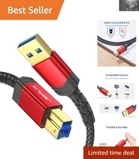 Exquisite 10ft USB 3.0 Printer Cable - Braided for Maximum Durability  Speed