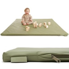 Baby Play Mat Vegan Leather Foam Area Rug Safe Floor Playpen Mat for Tummy Time