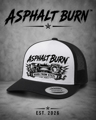 ASPHALT BURN  Born From Steel Trucker Cap Snapback Mesh One Size Garage Culture