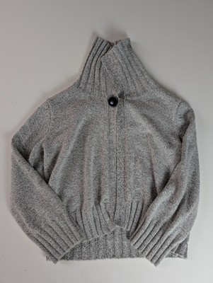 Classic Elements Gray Knit Zip Cardigan Sweater Women s 22  x 20  Zip Up