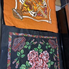 2 - Vintage 21" Harley Davidson Bandana Handkerchiefs Biker Motorcycle USA LOT